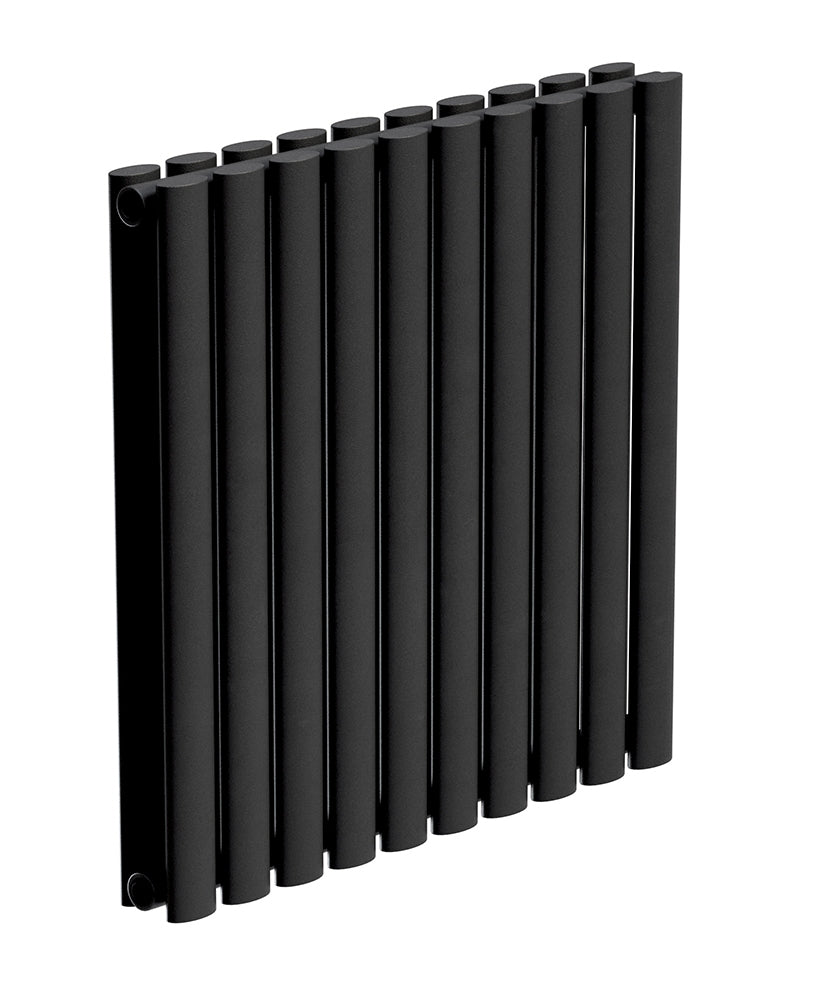 Amura Elliptical Tube Horizontal Designer Radiator 600 X 600 Double Panel Black