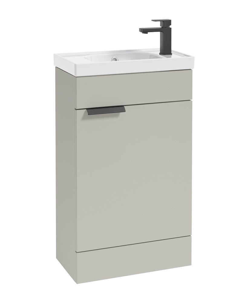 Stockholm 50cm Floor Standing Cloakroom Unit Black Handle Matt Arctic Grey