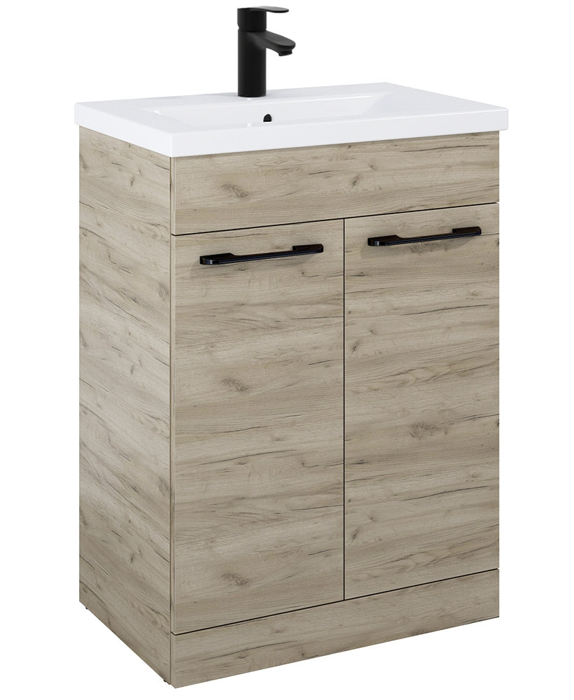 Otto Plus Craft Oak 50cm Floor Standing 2 Door Vanity Unit -D39cm