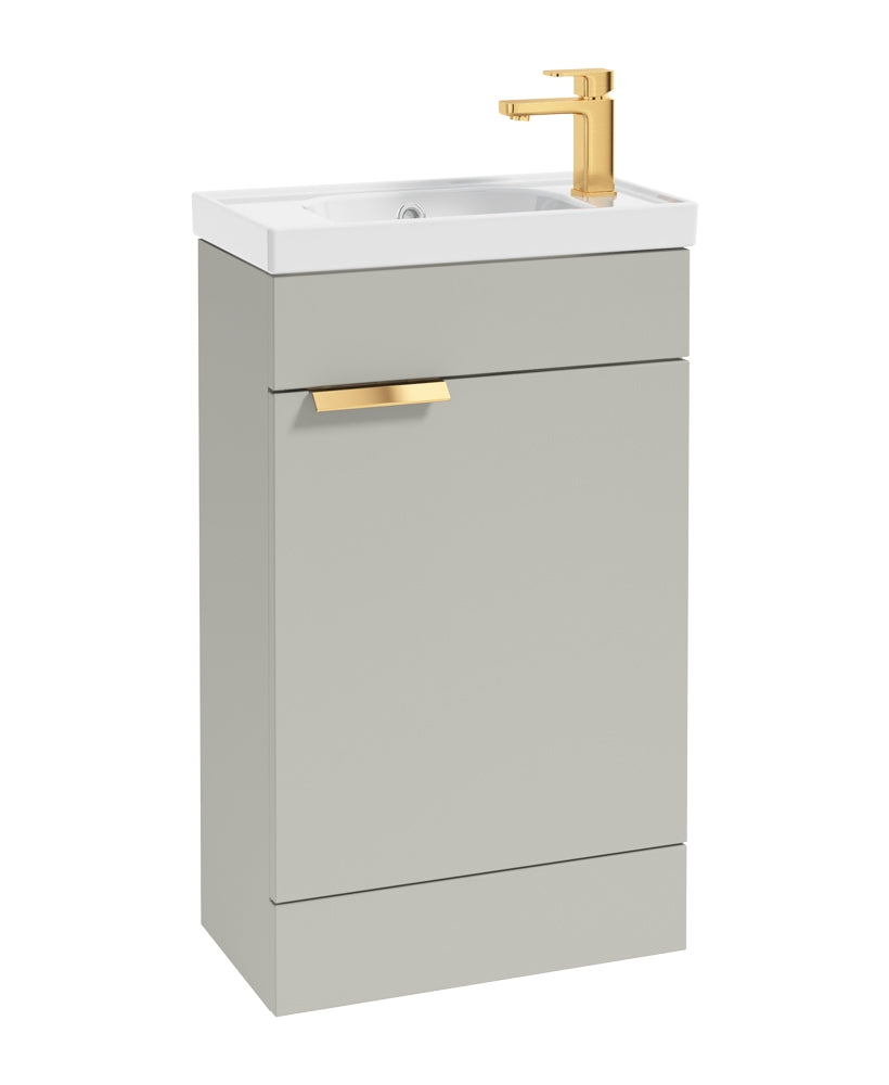 Stockholm 50cm Floor Standing Cloakroom Unit Gold Handle Matt Arctic Grey