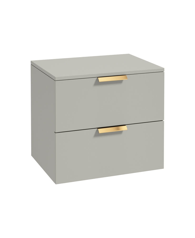 Stockholm 60cm Unit with Counter Top Gold Handle Matt Arctic Grey