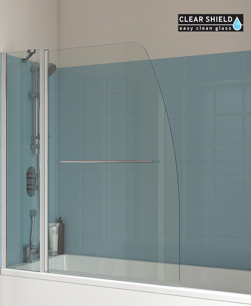 Lunar SB4 Hinged Radius Bathscreen With Towel Rail