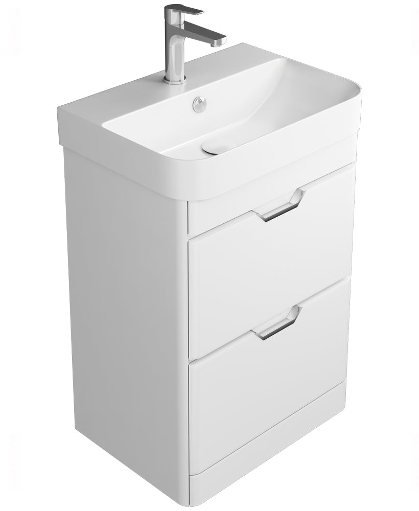 Sott'Aqua Floor Standing 2 Drawer 57cm White Unit & Basin