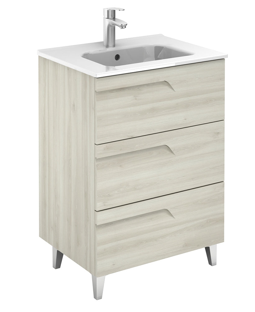 Brava Nature White 3 Drawer 60cm Vanity Unit