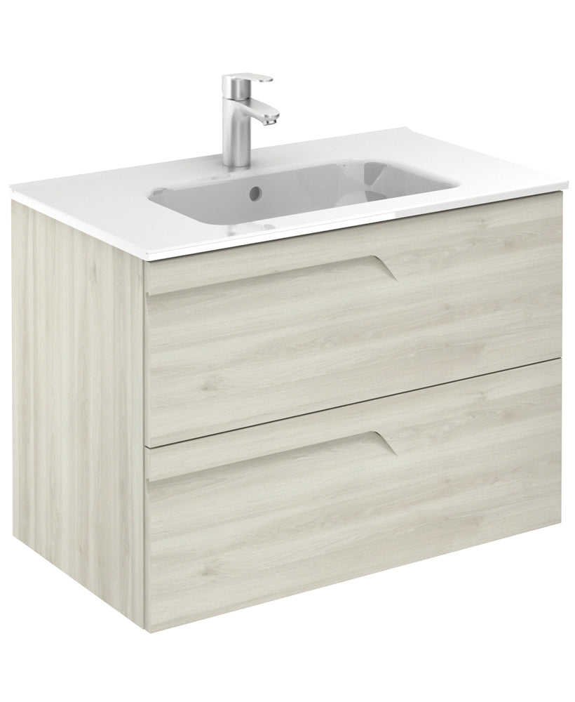 Brava Nature White 80 Vanity Unit & Slim Basin