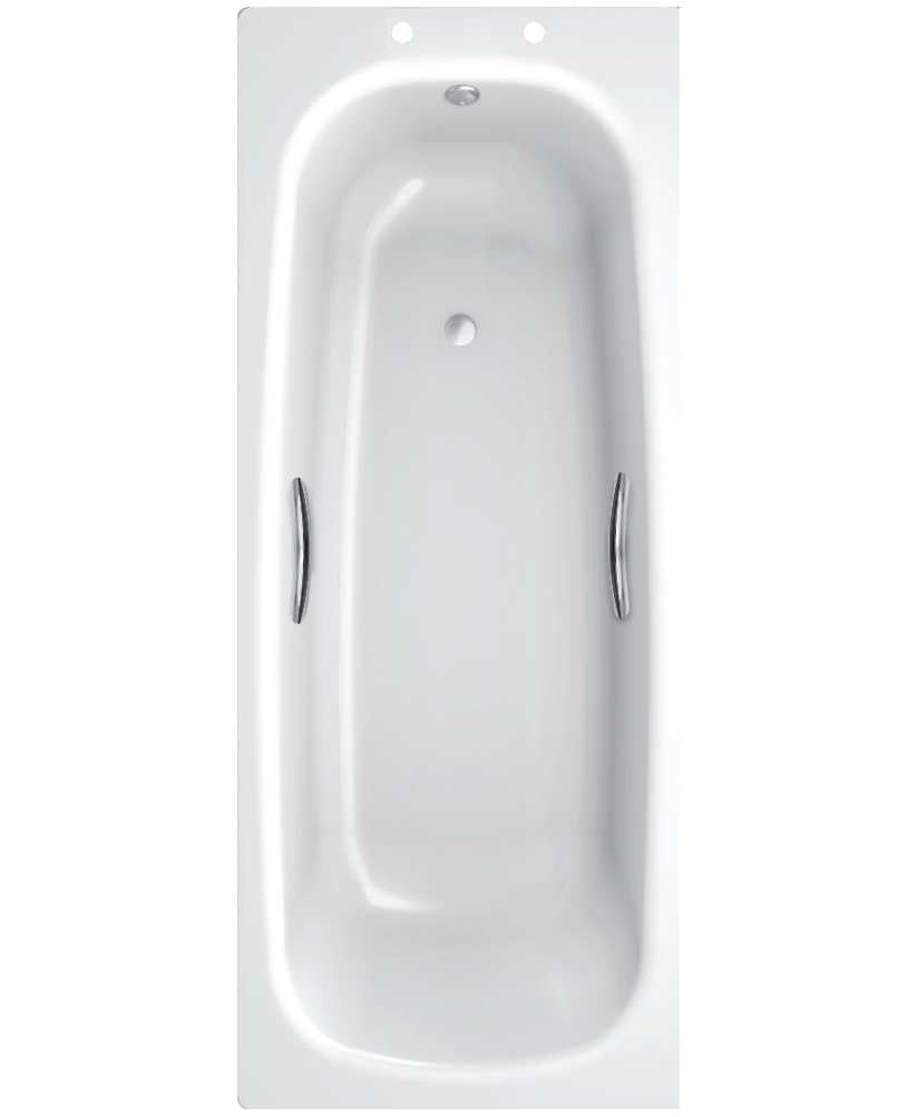 Strata 1600x700mm Single Ended Steel Bath - Grips
