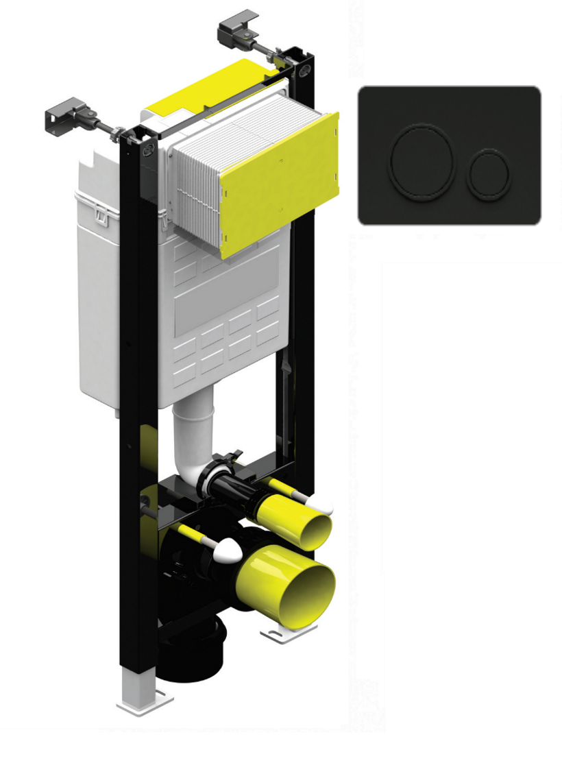 Small Fastfix Frame High for wall hung WC-Circular-Black