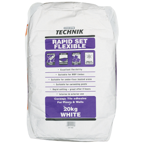 Evostik Technik Flexible Rapid Set Wall & Floor Tile Adhesive White 20kg