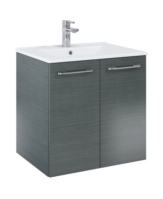 Otto Plus Gloss Grey 60cm 2 door Wall Hung Vanity Unit - D46cm