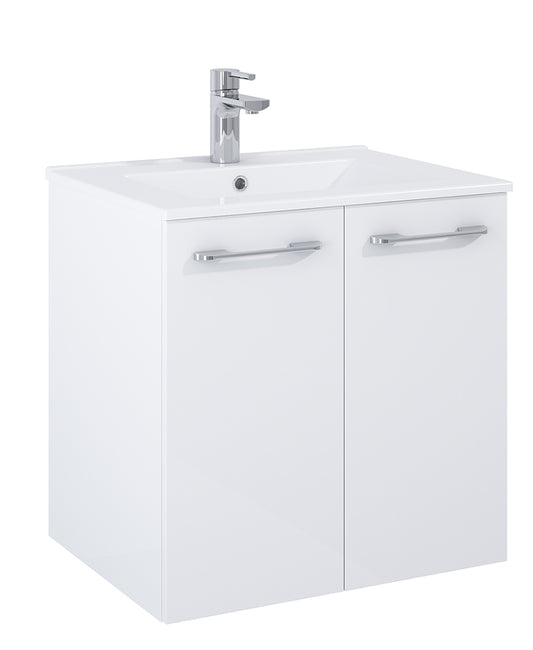Otto Plus Gloss White 60cm 2 door Wall Hung Vanity Unit - D46cm
