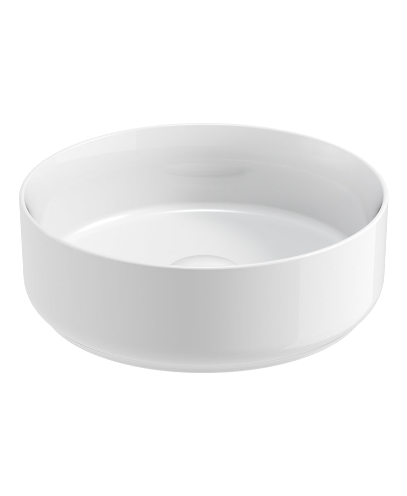 Avanti Round 36cm Vessel Basin with Ceramic Click Clack Waste - Ceramic White