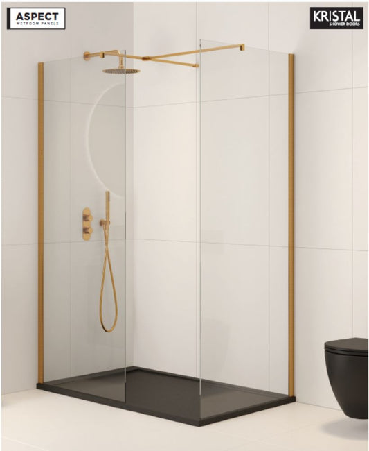 Aspect 1200mm Wetroom Panel - Brushed Gold
