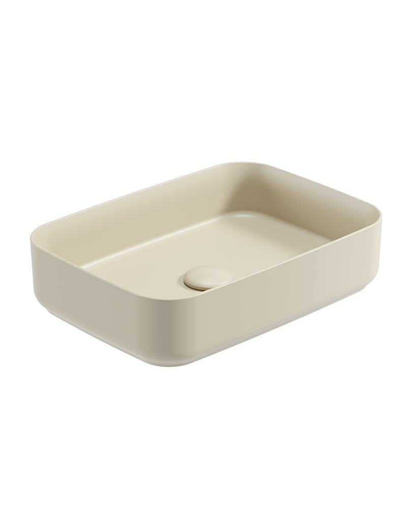 Avanti Square 50cm Vessel Basin with Ceramic Click Clack Waste - Ivory