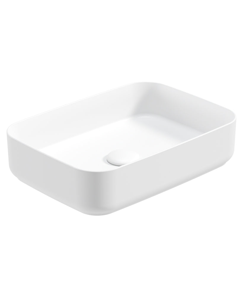 Avanti Square 50cm Vessel Basin with Ceramic Click Clack Waste - Satin White