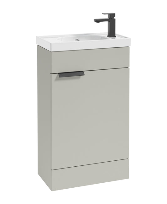 Stockholm 50cm Floor Standing Cloakroom Unit Black Handle Matt Arctic Grey