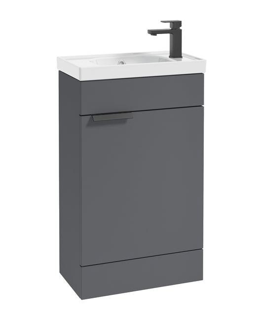 Stockholm 50cm Floor Standing Cloakroom Unit Black Handle Matt Midnight Grey