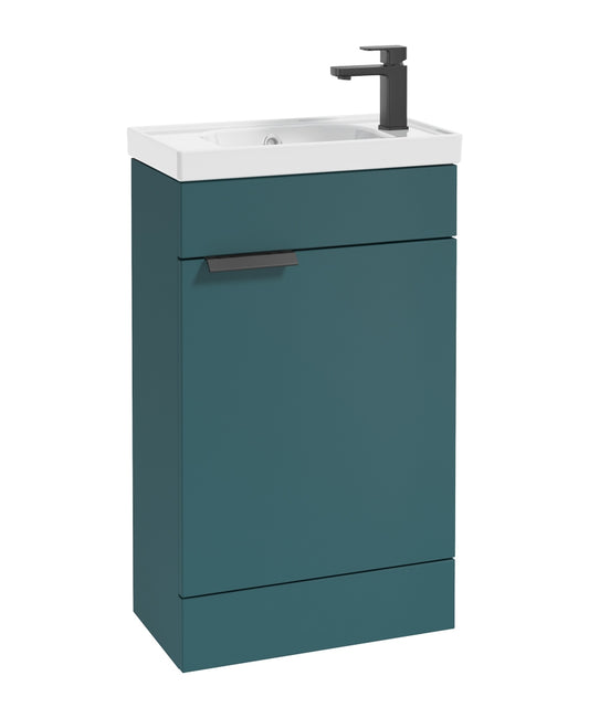 Stockholm 50cm Floor Standing Cloakroom Unit Black Handle Matt Ocean Blue