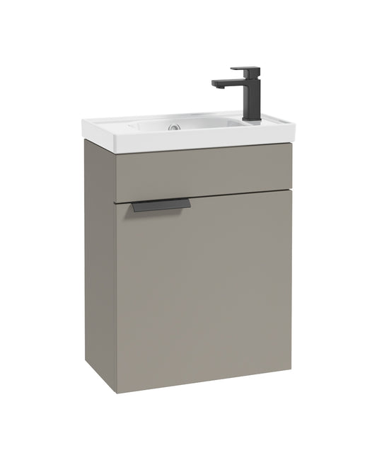 Stockholm 50cm Wall Hung Cloakroom Unit Black Handle Matt Khaki