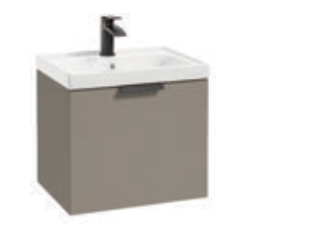 Stockholm Khaki Matt 50cm Wall Hung Vanity Unit - Matt Black Handle