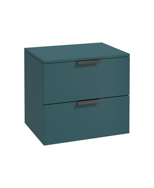 Stockholm 60cm Unit with Counter Top Black Handle Matt Ocean Blue