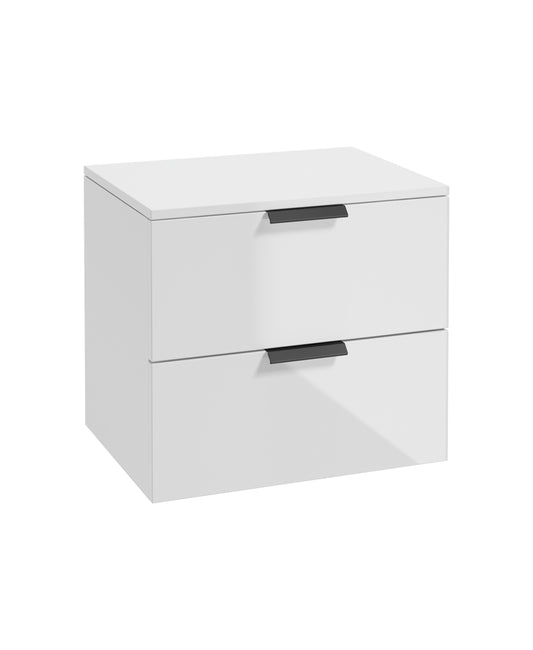 Stockholm 60cm Unit with Counter Top Black Handle Gloss White