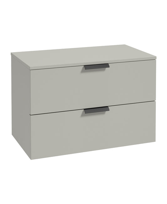Stockholm 80cm Unit with Counter Top Black Handle Matt Arctic Grey