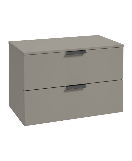 Stockholm 80cm Unit with Counter Top Black Handle Matt Khaki