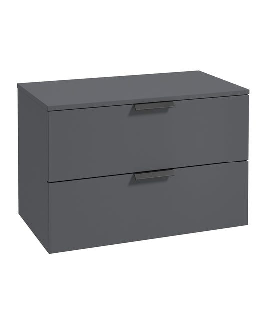 Stockholm 80cm Unit with Counter Top Black Handle Matt Midnight Grey