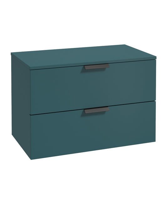 Stockholm 80cm Unit with Counter Top Black Handle Matt Ocean Blue
