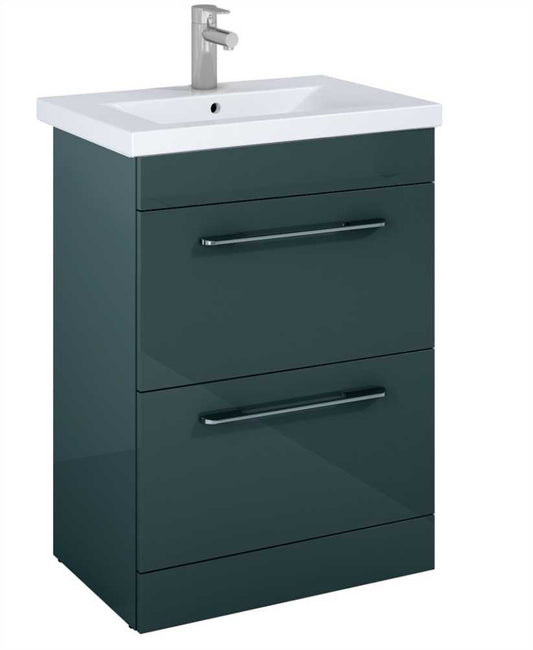 Otto Plus  Gloss Grey 50cm Floor Standing  2 Drawer Vanity Unit -D39cm