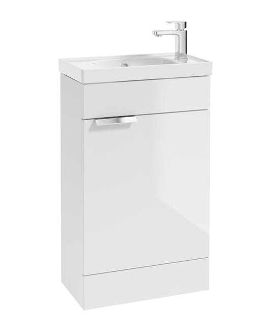 Stockholm 50cm Floor Standing Cloakroom Unit Chrome Handle Gloss White
