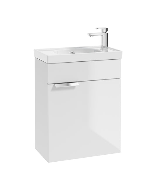 Stockholm 50cm Wall Hung Cloakroom Unit Chrome Handle Gloss White