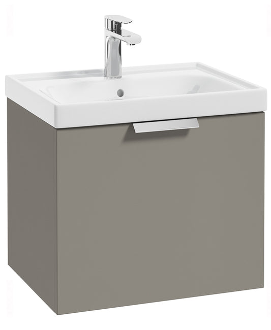 Stockholm Khaki Matt 50cm Wall Hung Vanity Unit - Brushed Chrome Handle
