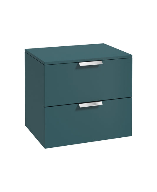 Stockholm 60cm Unit with Counter Top Chrome Handle Matt Ocean Blue