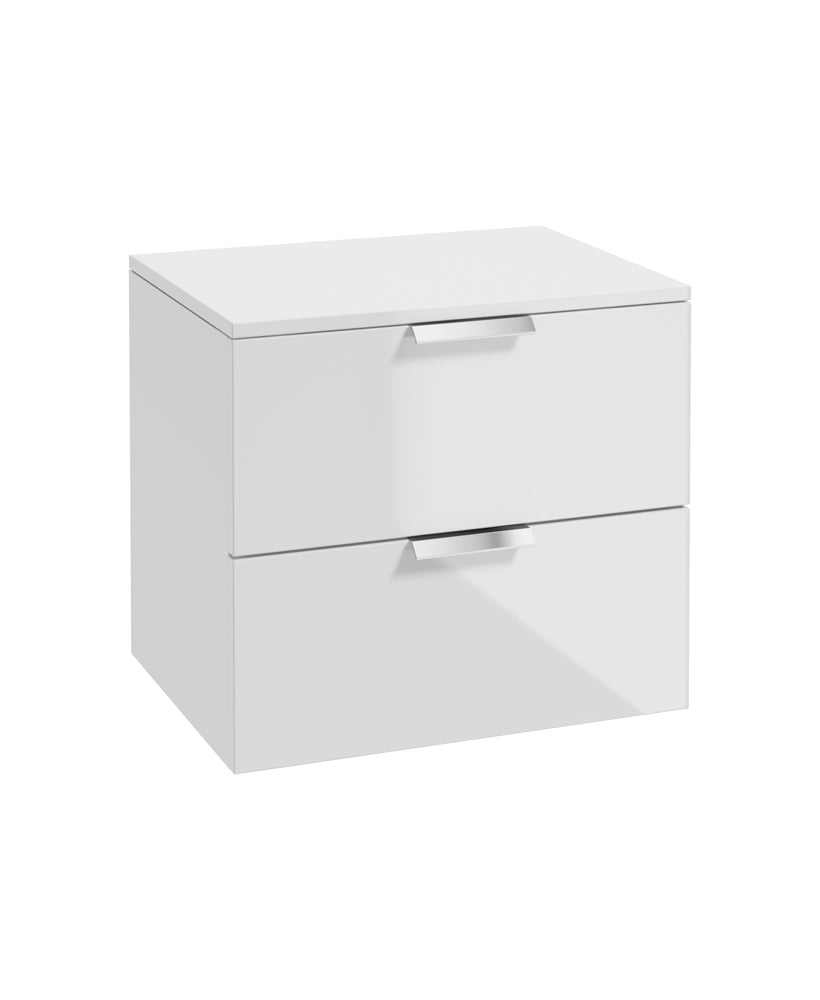Stockholm 60cm Unit with Counter Top Chrome Handle Gloss White