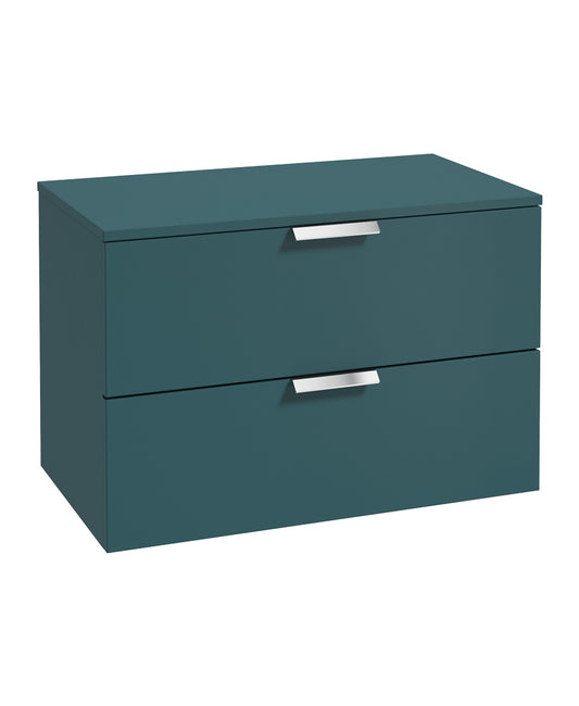 Stockholm 80cm Unit with Counter Top Chrome Handle Matt Ocean Blue