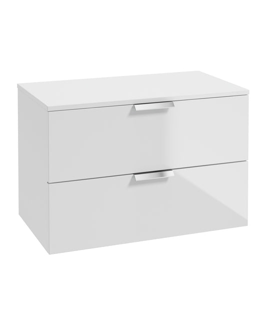 Stockholm 80cm Unit with Counter Top Chrome Handle Gloss White