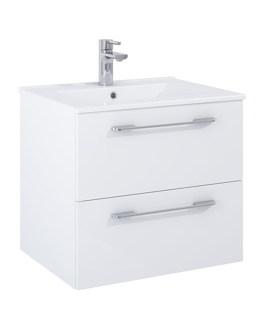 Otto Plus Gloss White 60cm 2 Drawer Wall Hung Vanity Unit - D46cm