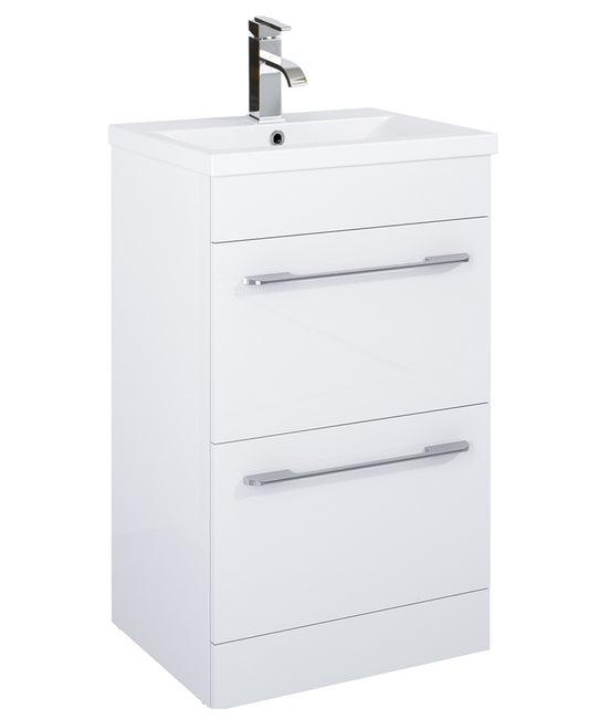 Otto Plus Gloss White 50cm Floor Standing  2 Drawer Vanity Unit -D39cm