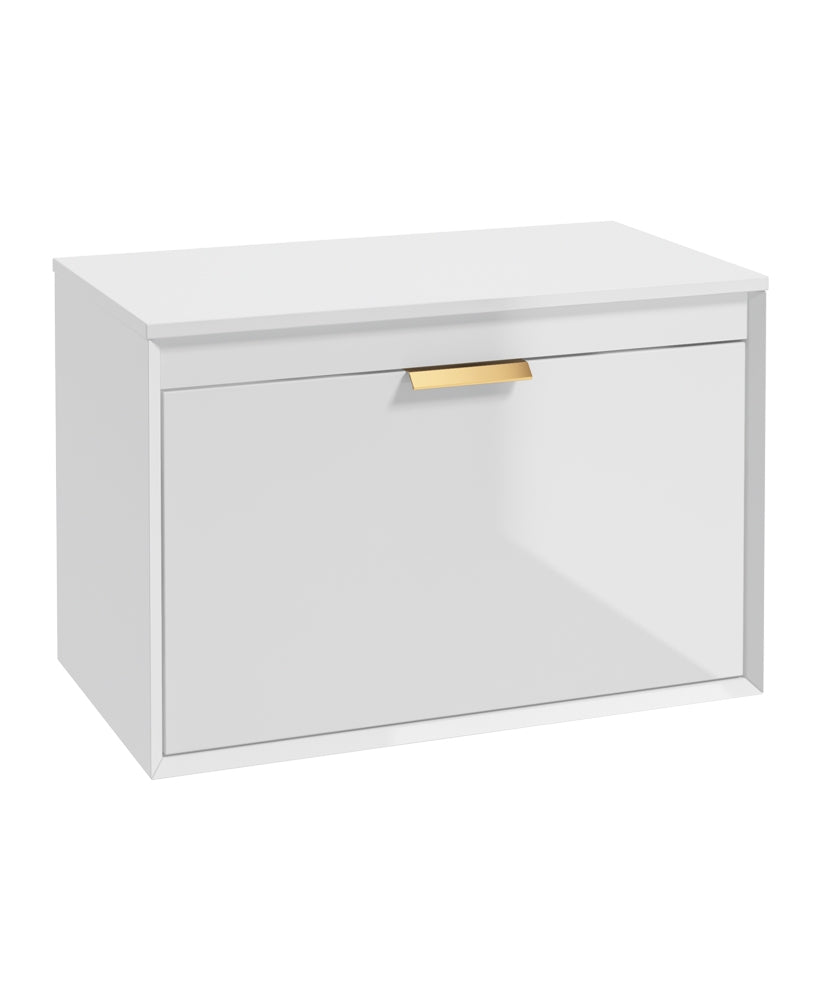 Fjord 80cm Unit with Counter Top Gold Handle Gloss White