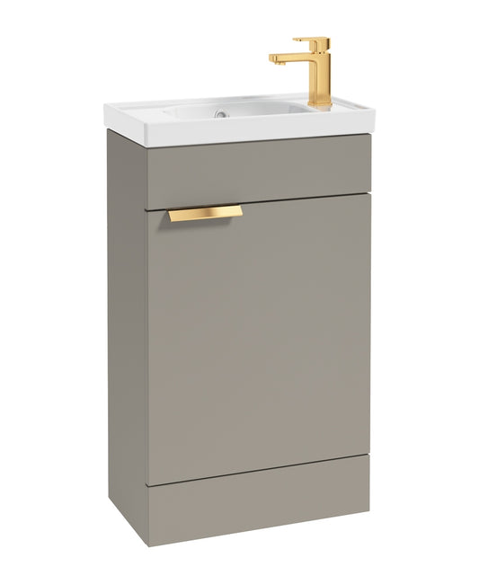 Stockholm 50cm Floor Standing Cloakroom Unit Gold Handle Matt Khaki