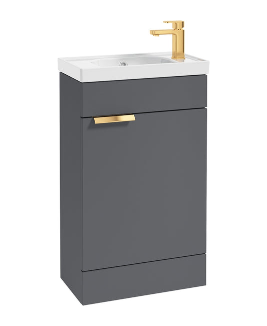 Stockholm 50cm Floor Standing Cloakroom Unit Gold Handle Matt Midnight Grey