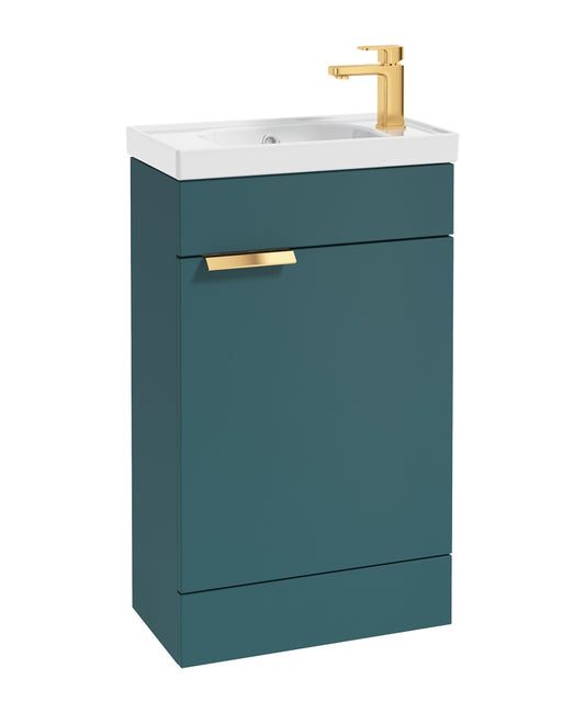 Stockholm 50cm Floor Standing Cloakroom Unit Gold Handle Matt Ocean Blue