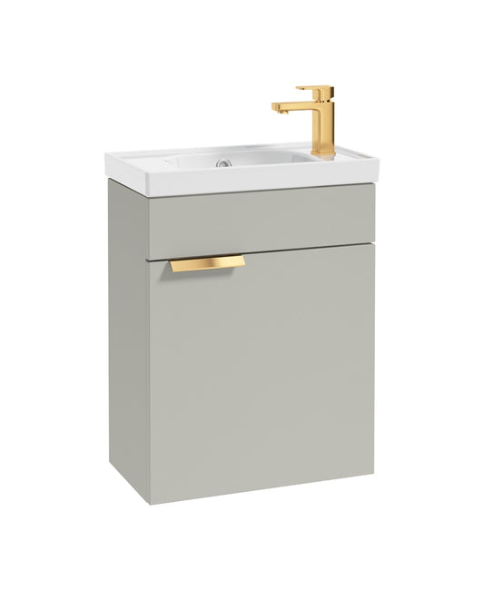 Stockholm 50cm Wall Hung Cloakroom Unit Gold Handle Matt Arctic Grey