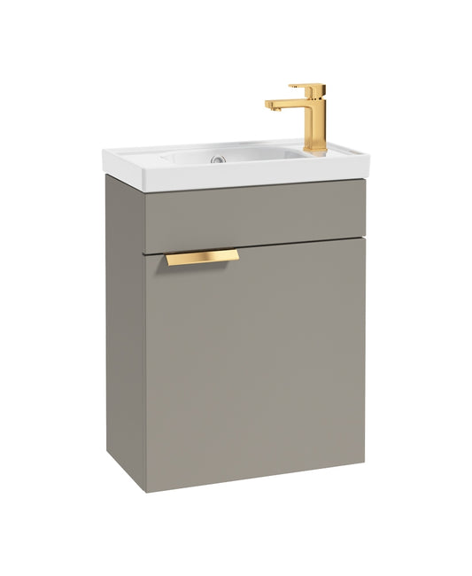 Stockholm 50cm Wall Hung Cloakroom Unit Gold Handle Matt Khaki