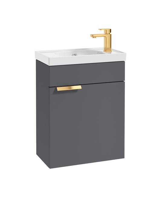 Stockholm 50cm Wall Hung Cloakroom Unit Gold Handle Matt Midnight Grey