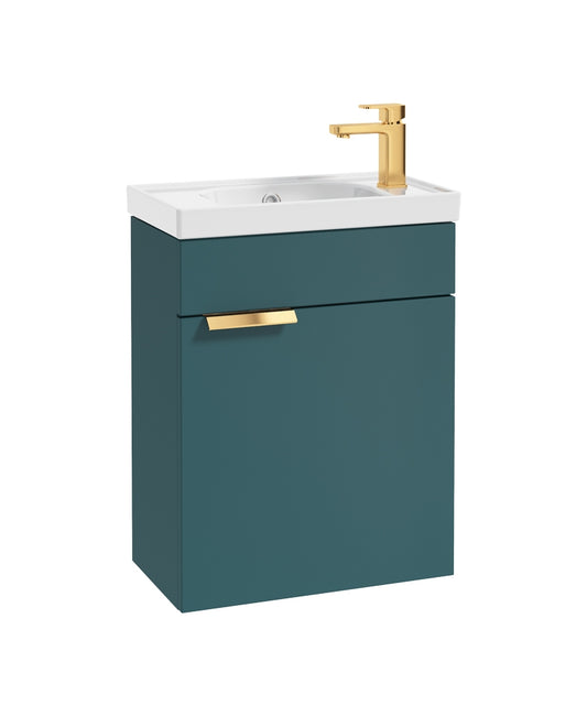 Stockholm 50cm Wall Hung Cloakroom Unit Gold Handle Matt Ocean Blue