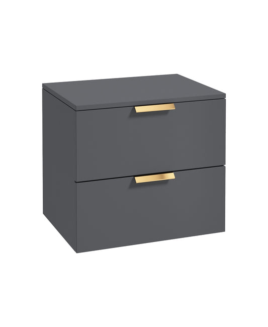 Stockholm 60cm Unit with Counter Top Gold Handle Matt Midnight Grey