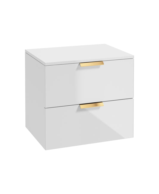 Stockholm 60cm Unit with Counter Top Gold Handle Gloss White