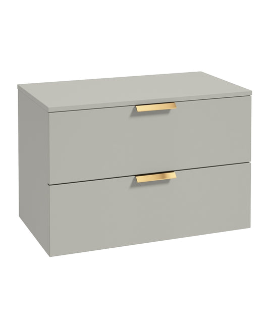 Stockholm 80cm Unit with Counter Top Gold Handle Matt Arctic Grey